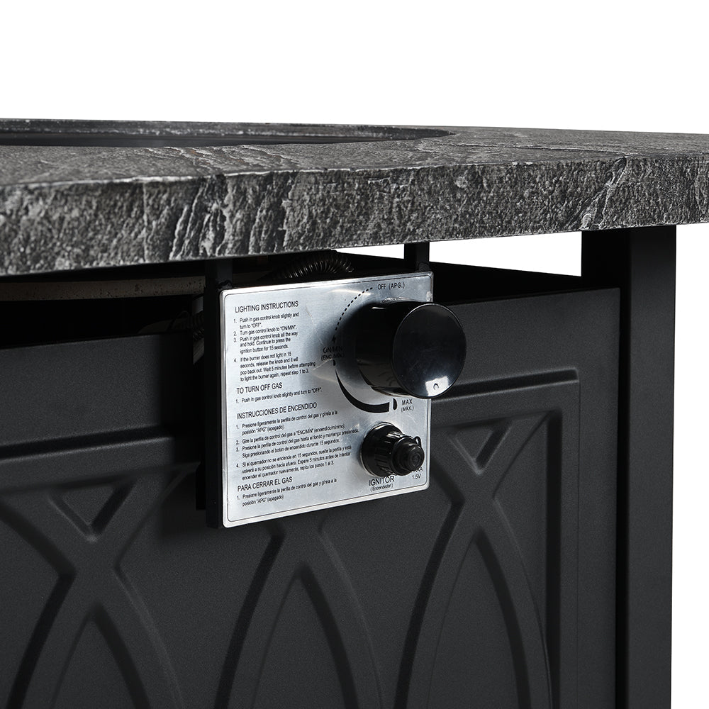 Square Outdoor 32" x 32" 50,000BTUs Real Concrete Gas Firepit Table