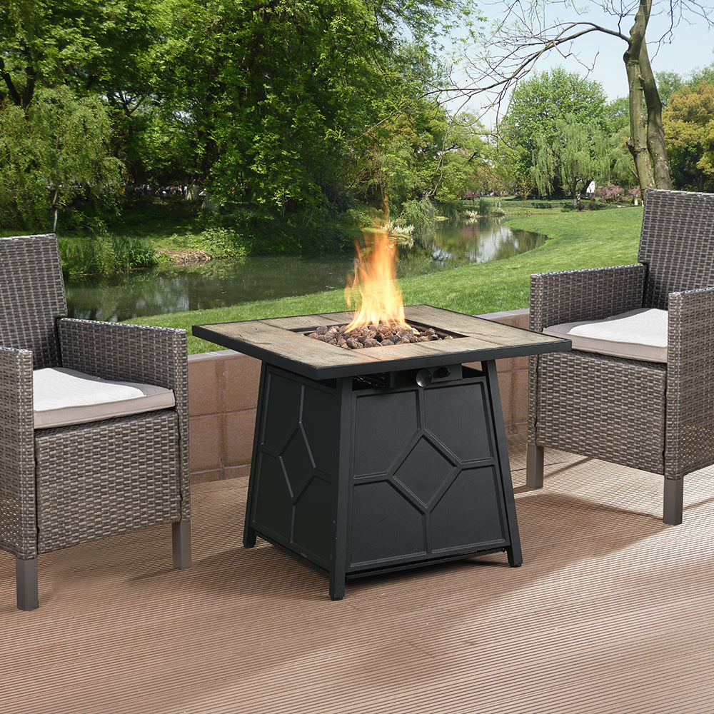 Square Outdoor 30" x 30"  40,000BTUs Real Concrete Fire Pit Table