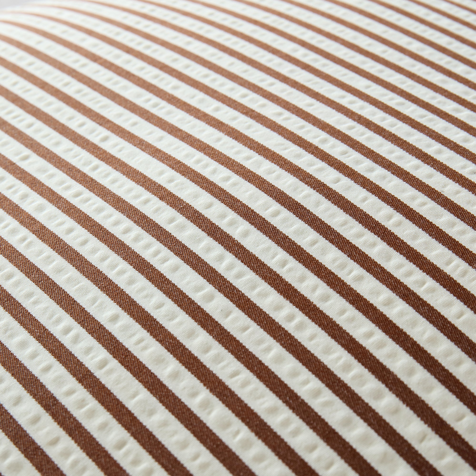 Iris Ticking Brown Stripe Seersucker Frill Cushion