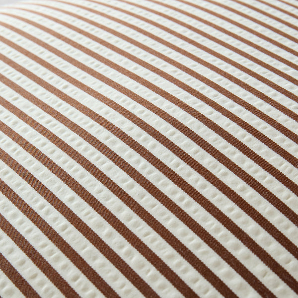 Iris Ticking Brown Stripe Seersucker Frill Cushion