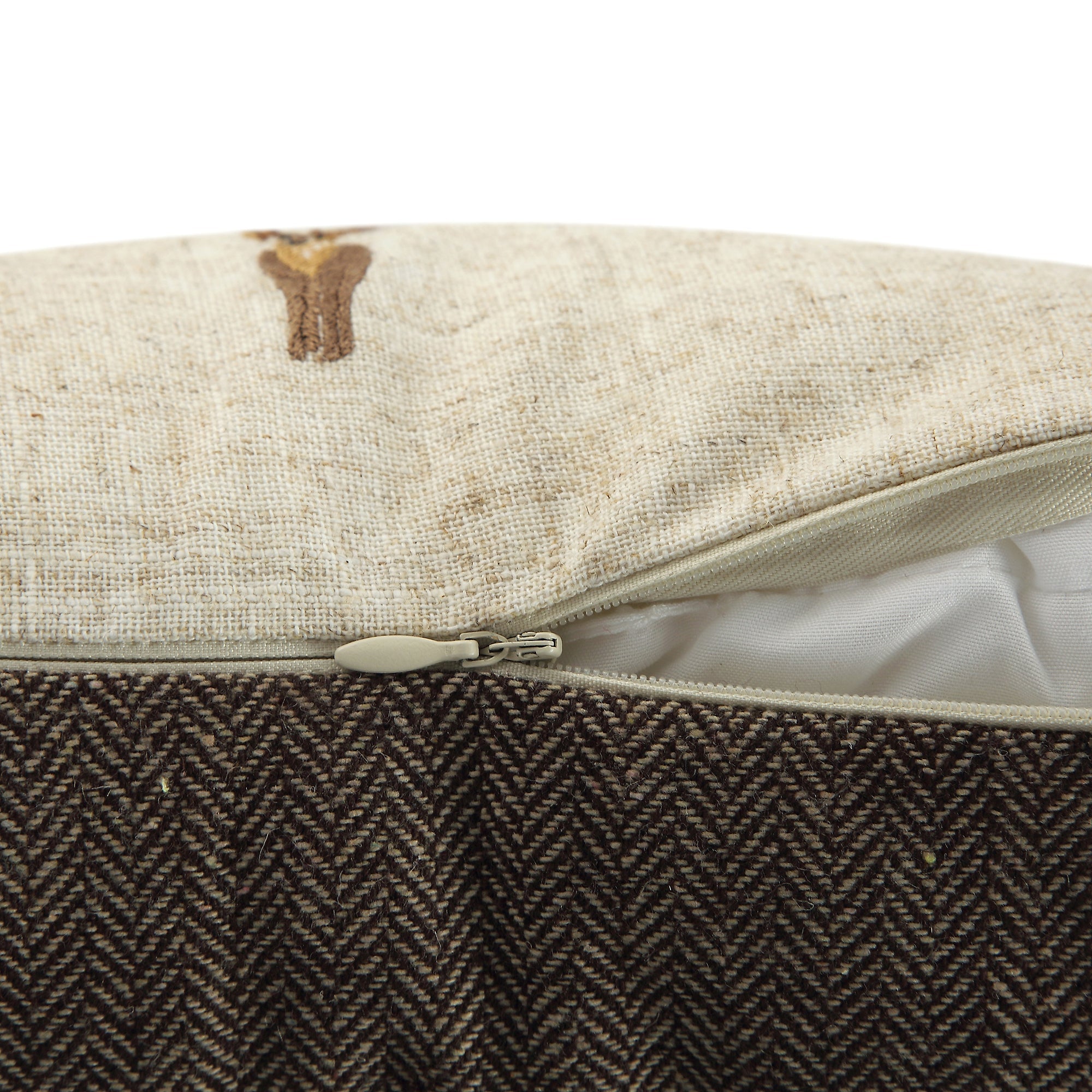 Country Collection Stag Repeat Embroidered Linen Blend Cushion