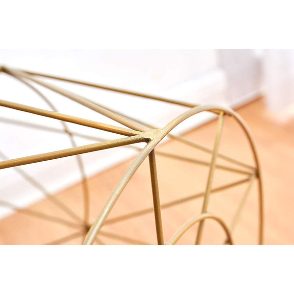 Koram Marble Effect Top Basket Side Table Golden Geometric Wire Frame End Table