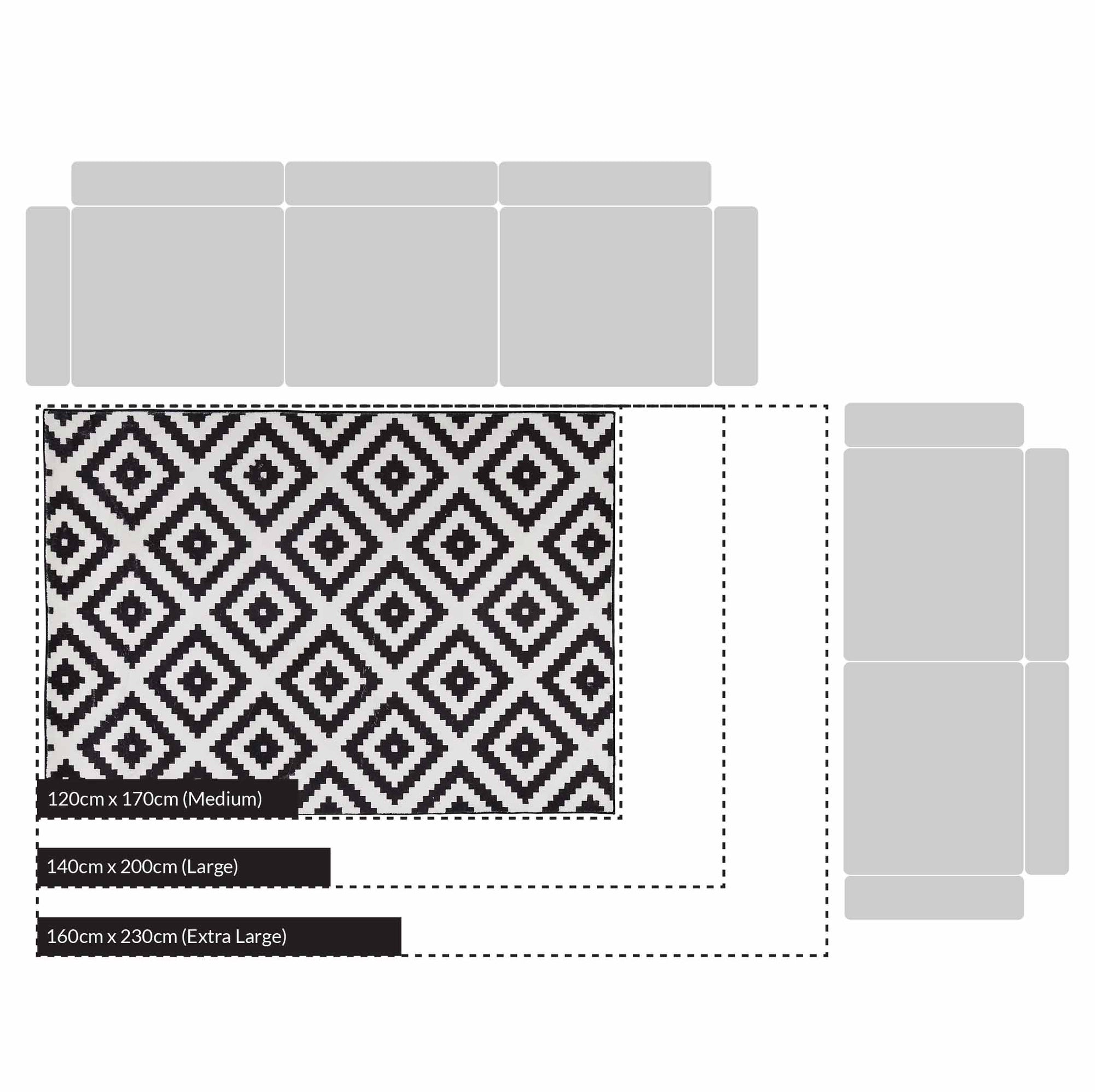 Illusion Monochrome Printed Rug 140 x 200 cm