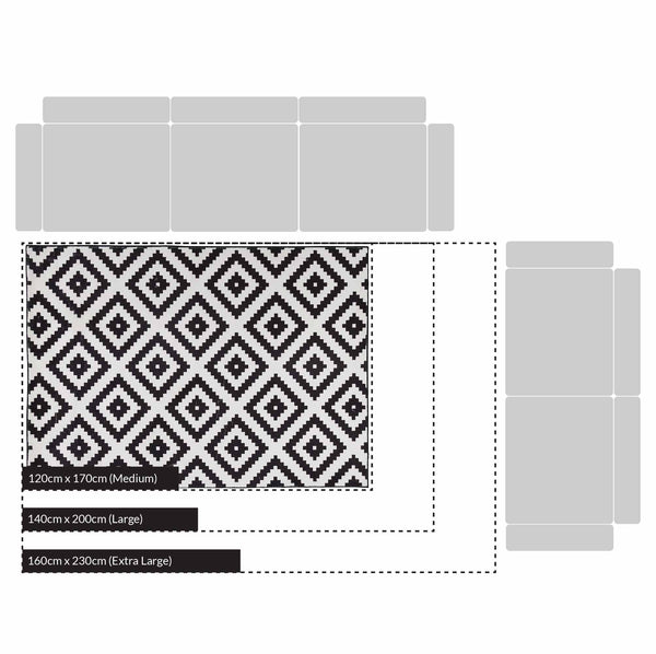 Illusion Monochrome Printed Rug 140 x 200 cm