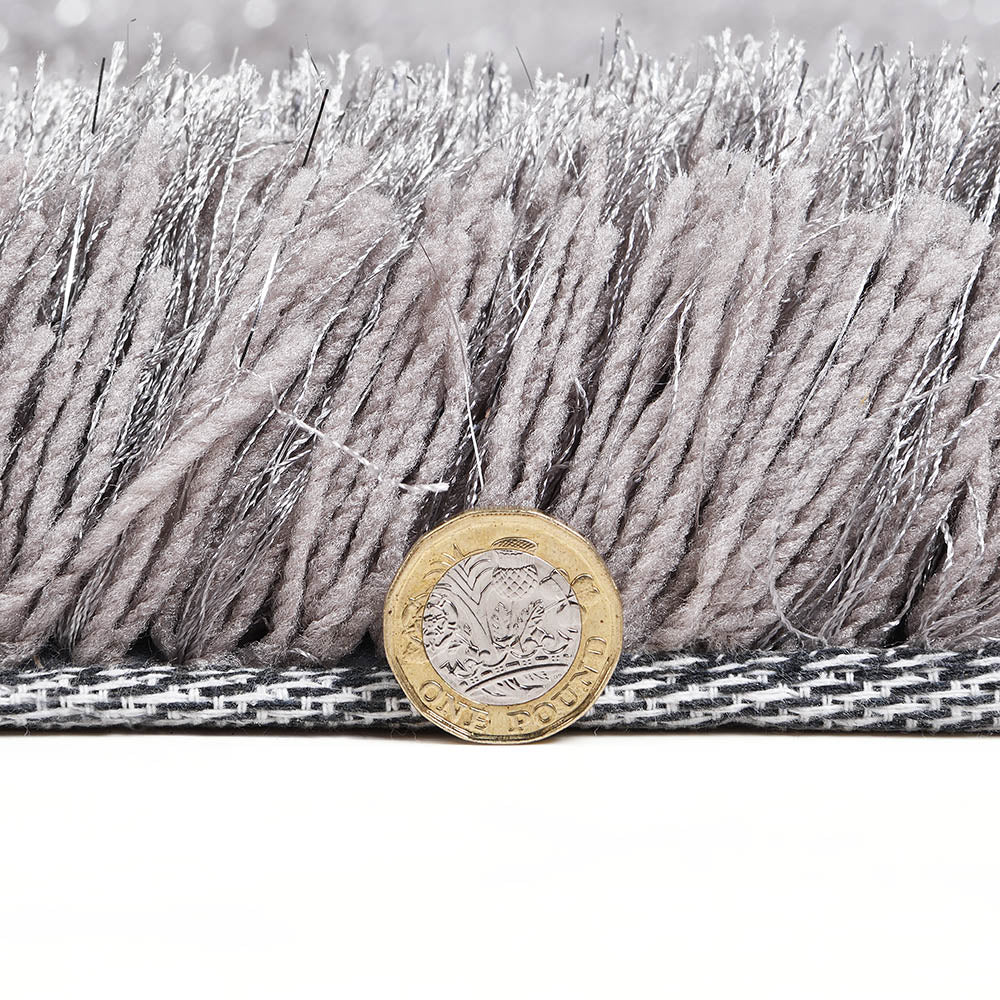 Silver Tufted Shaggy Rug 140 x 200 cm