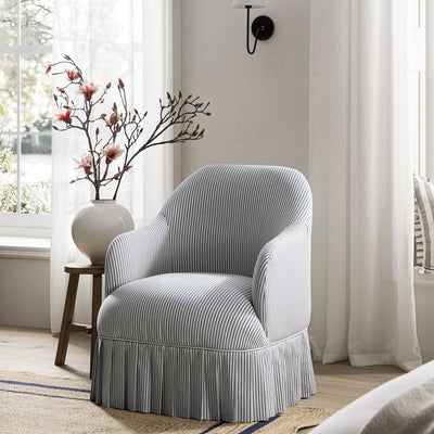 Calliope Skirted Armchair, Blue Striped