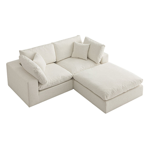 Lutyens Beige Linen Blend Modular Sofa, 2-Piece Chaise