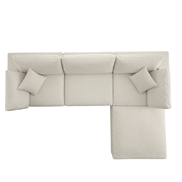 Lutyens Beige Linen Blend Modular Sofa, 3-Piece Chaise