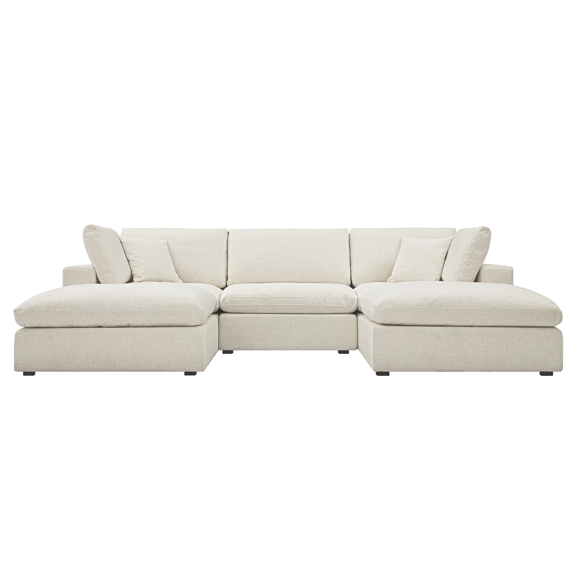 Lutyens Beige Linen Blend Modular Sofa, 5-Piece U-Shape Set