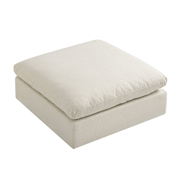 Lutyens Beige Linen Blend Modular Sofa, Stool
