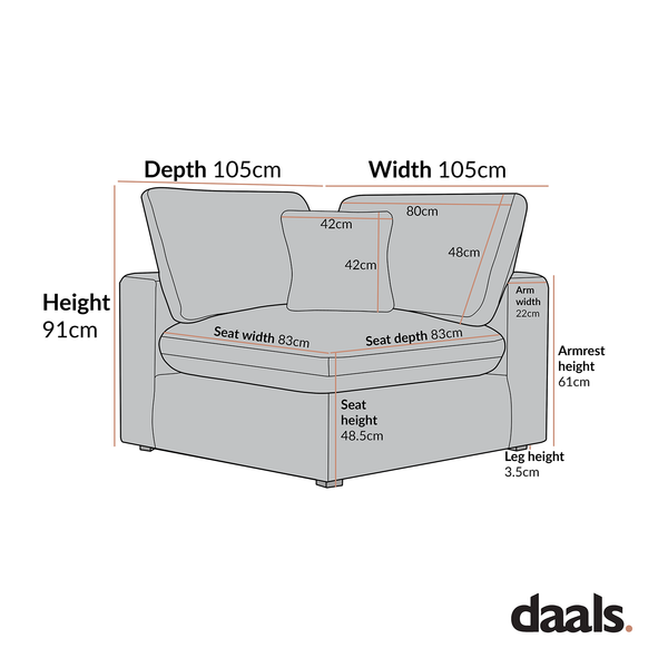 Lutyens Light Grey Linen Blend Modular Sofa, Corner Unit