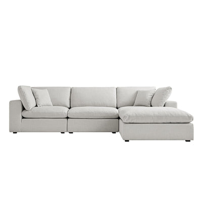 Lutyens Light Grey Linen Blend Modular Sofa, 3-Piece Chaise