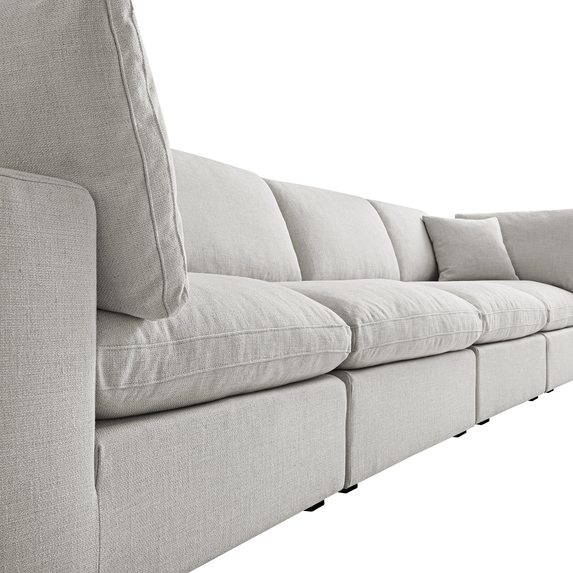 Lutyens Light Grey Linen Blend Modular Sofa, 4-Piece