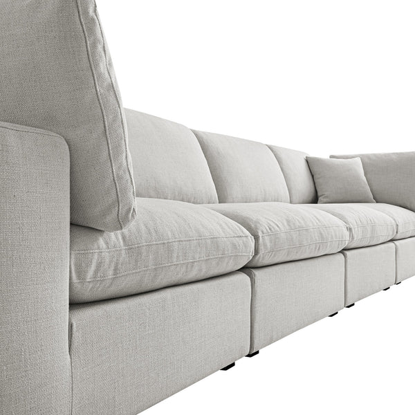 Lutyens Light Grey Linen Blend Modular Sofa, 4-Piece