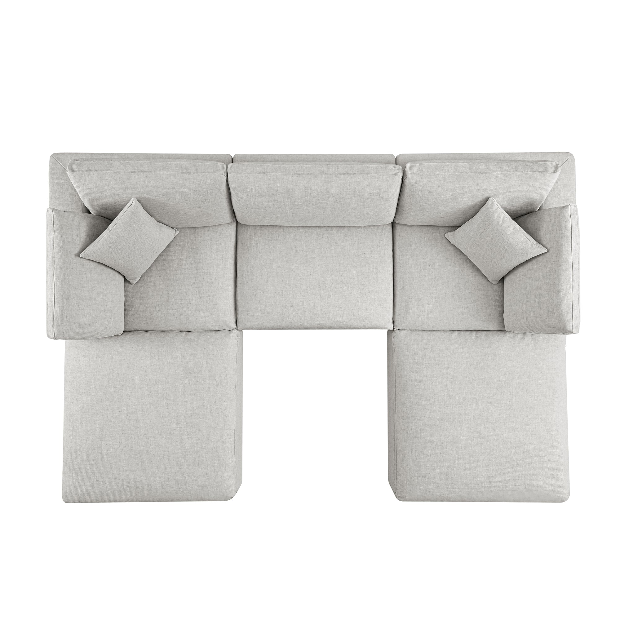 Lutyens Light Grey Linen Blend Modular Sofa, 5-Piece U-Shape Set