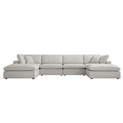 Lutyens Light Grey Linen Blend Modular Sofa, 6-Piece U-Shape Set