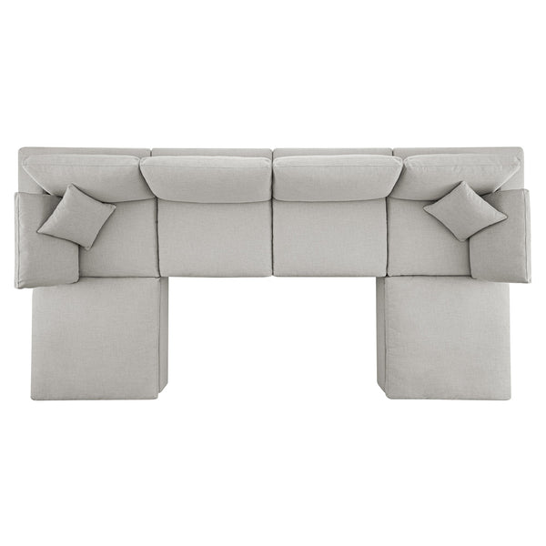 Lutyens Light Grey Linen Blend Modular Sofa, 6-Piece U-Shape Set
