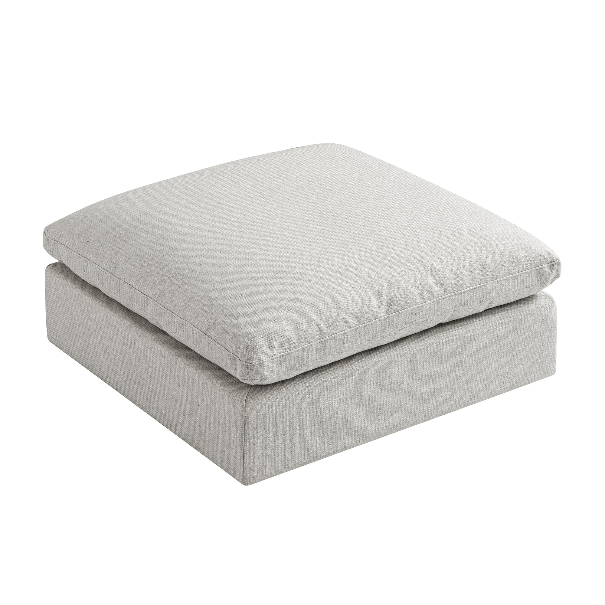 Lutyens Light Grey Linen Blend Modular Sofa, Stool