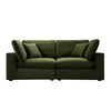 Lutyens Moss Green Velvet Modular Sofa, 2-Piece
