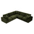 Lutyens Moss Green Velvet Modular Sofa, 5-Piece Corner Set