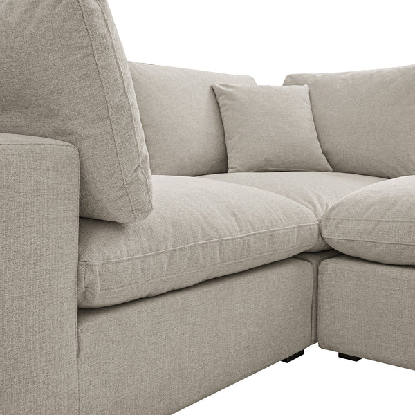 Lutyens Oatmeal Weave Fabric Modular Sofa, 2-Piece Chaise