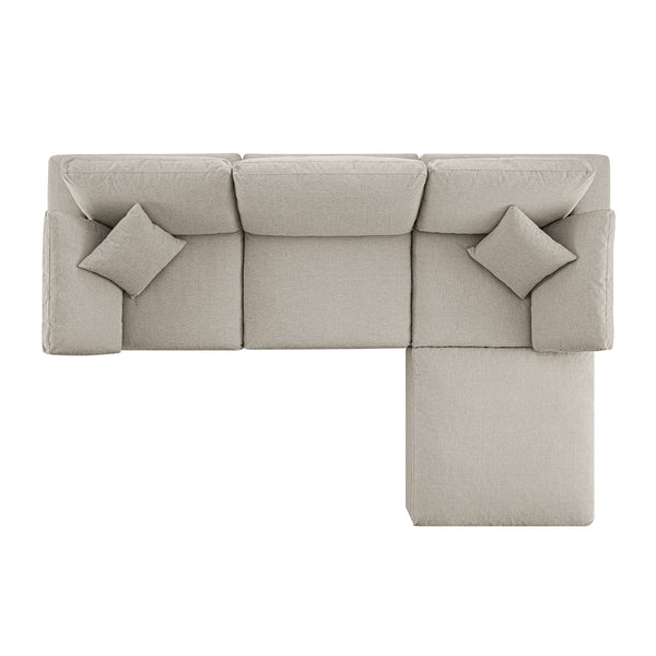 Lutyens Oatmeal Weave Fabric Modular Sofa, 3-Piece Chaise