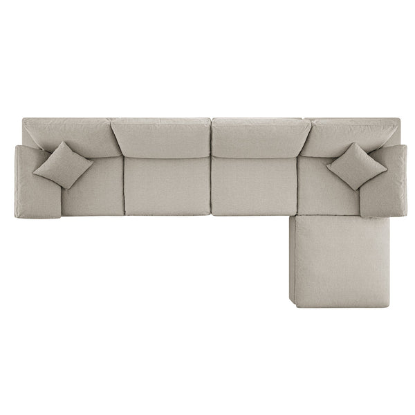 Lutyens Oatmeal Weave Fabric Modular Sofa, 4-Piece Chaise