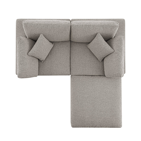 Lutyens Taupe Boucle Modular Sofa, 2-Piece Chaise