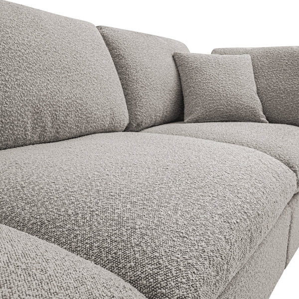 Lutyens Taupe Boucle Modular Sofa, 3-Piece Chaise