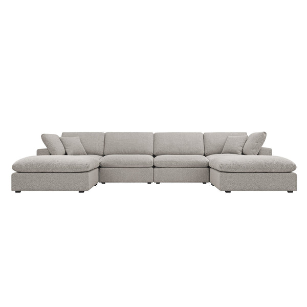 Lutyens Taupe Boucle Modular Sofa, 6-Piece U-Shape Set