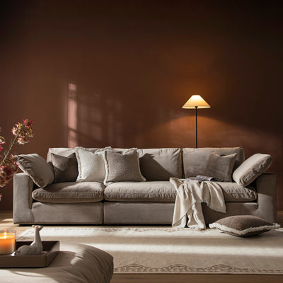 Lutyens Taupe Velvet Modular Sofa, 3-Piece