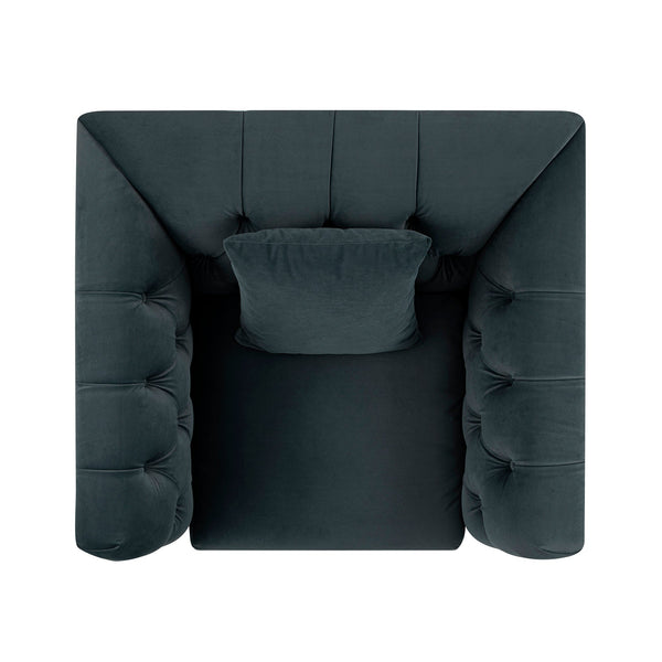 Ashby Chesterfield Armchair, Aegean Blue Velvet