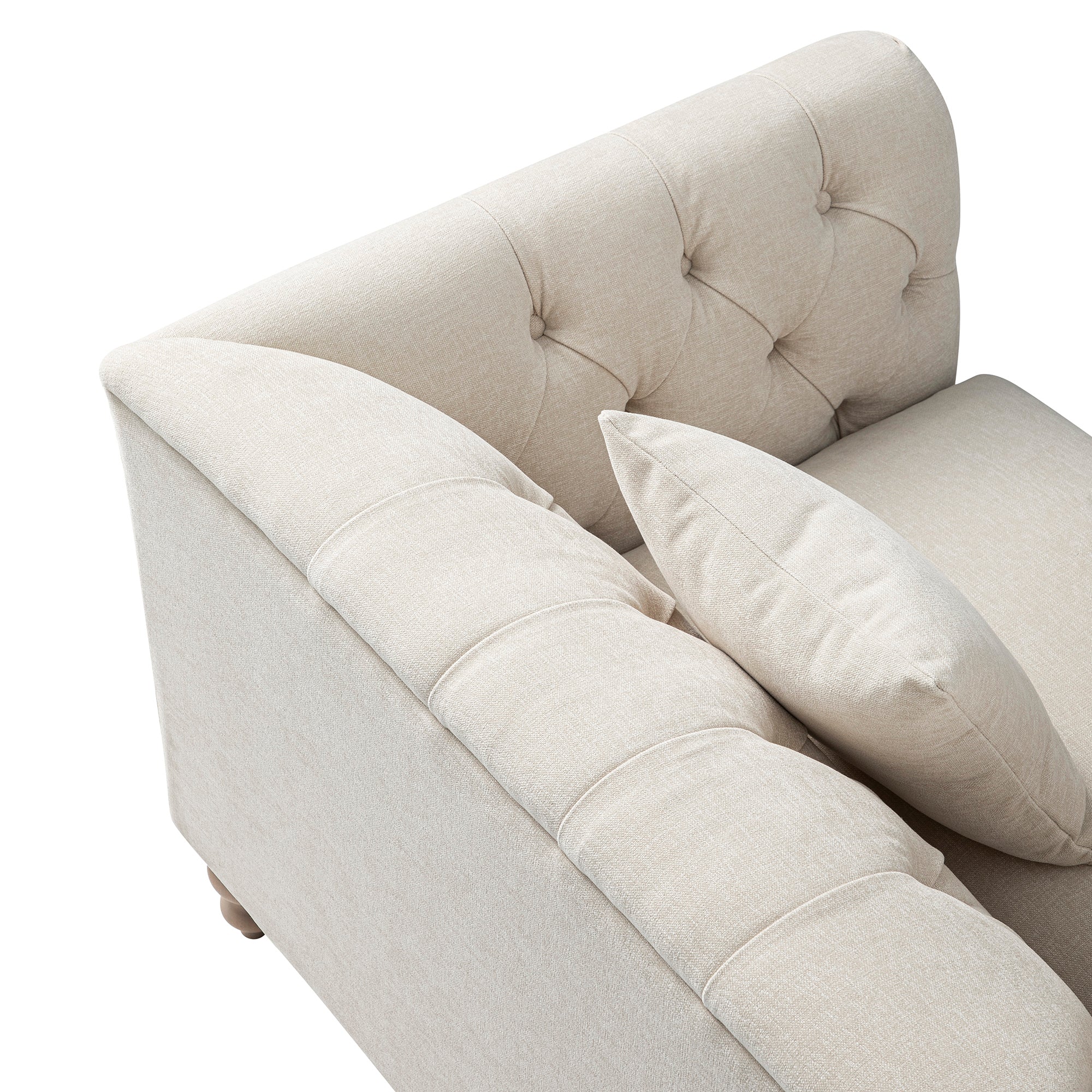 Ashby Chesterfield Loveseat, Oatmeal Chenille