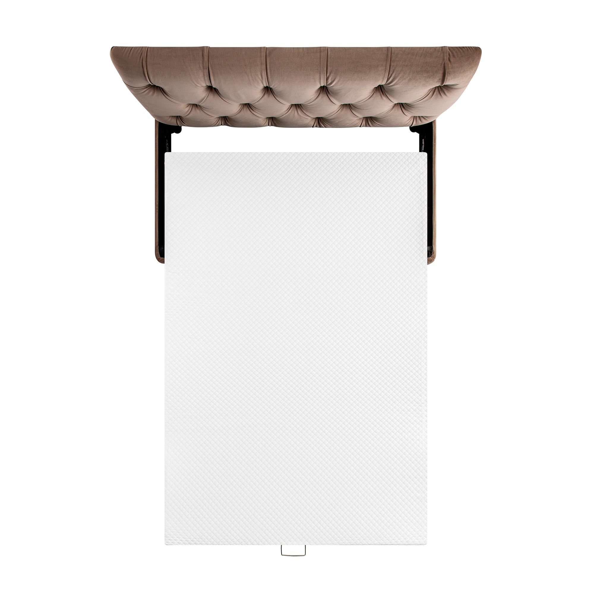 Portland Small Double Buttoned Fold-Out Bed in Ottoman, Mink Velvet