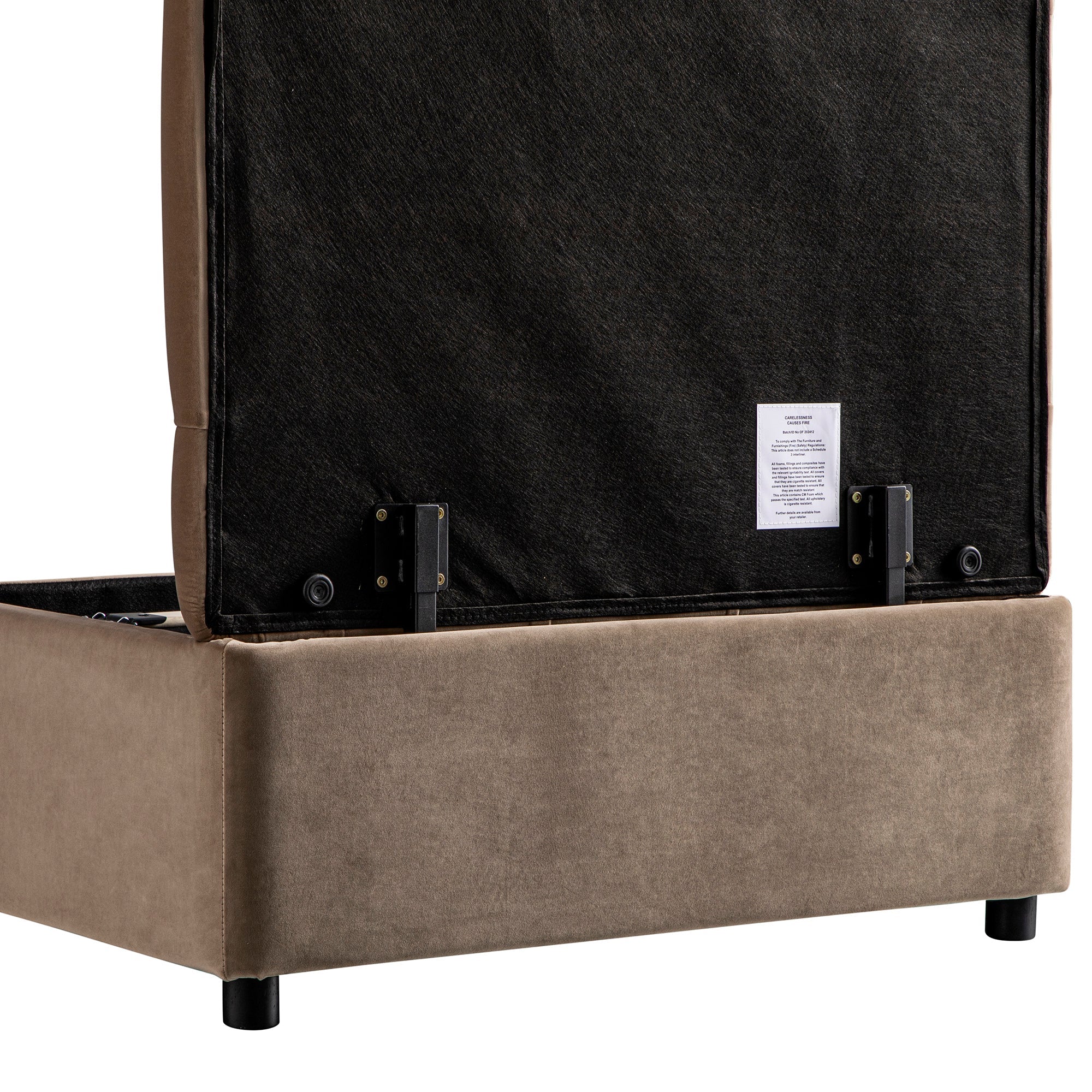 Portland Single Buttoned Fold-Out Bed in Ottoman, Mink Velvet