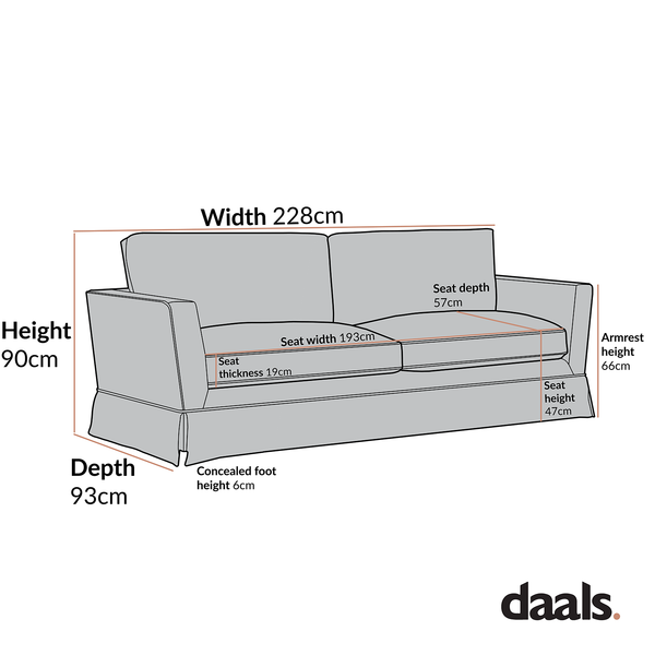 Fitz Skirted Large 3-Seater Sofa, Apricot Linen Blend