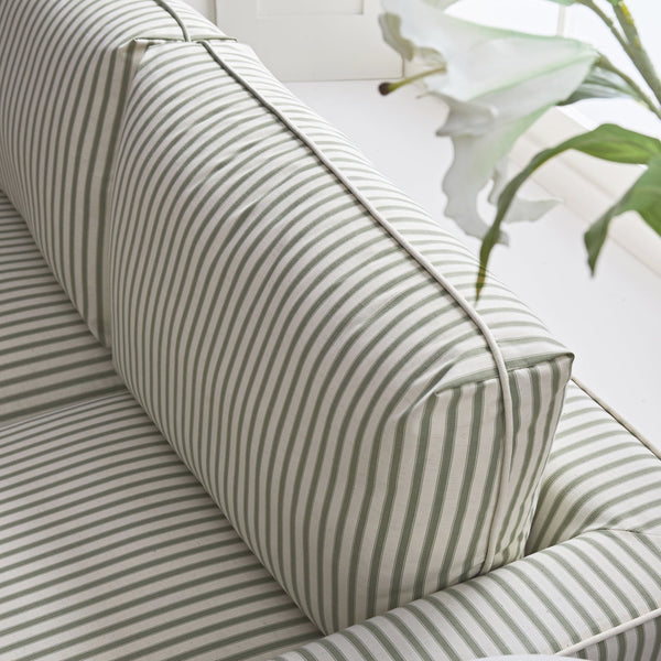 Fitz Skirted 2-Seater Sofa, Sage Striped Linen Blend