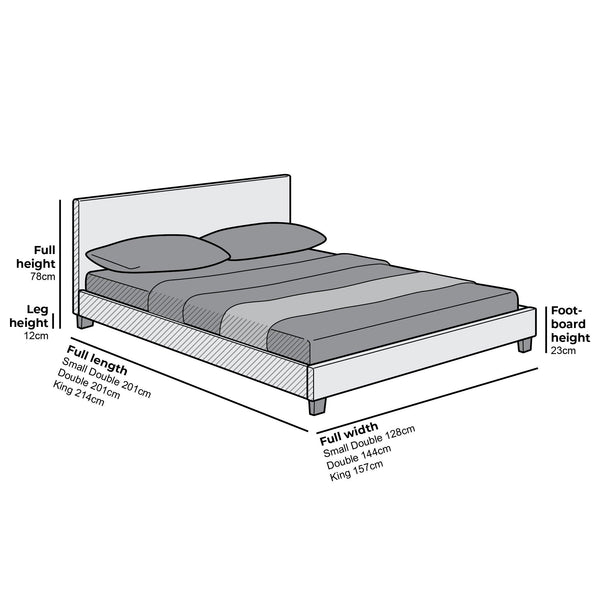 URSA Black PU Leather Bed Frame with LED on Footend - daals