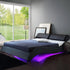 CORVUS Faux Leather Upholstered Bed Frame with Underbed LED Lights, Black - daals
