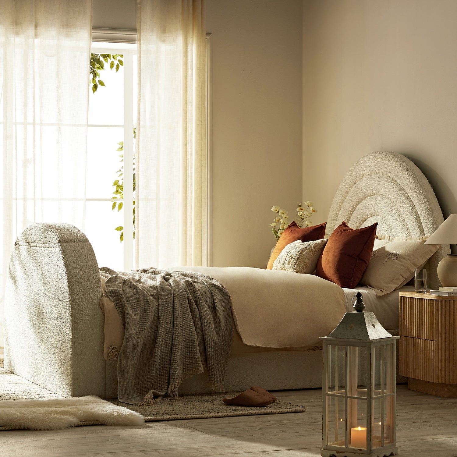Archer White Boucle Ottoman TV Bed