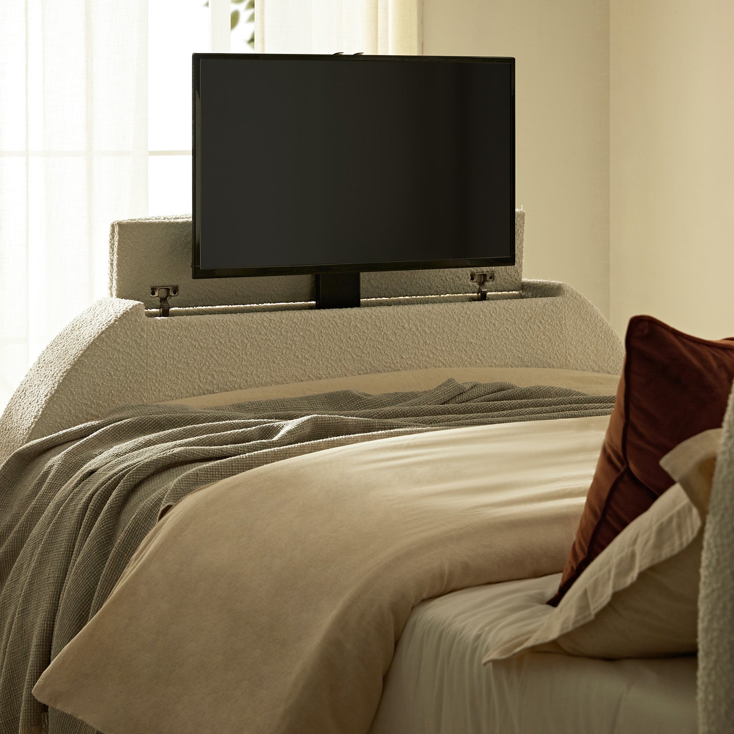 Archer White Boucle Ottoman TV Bed