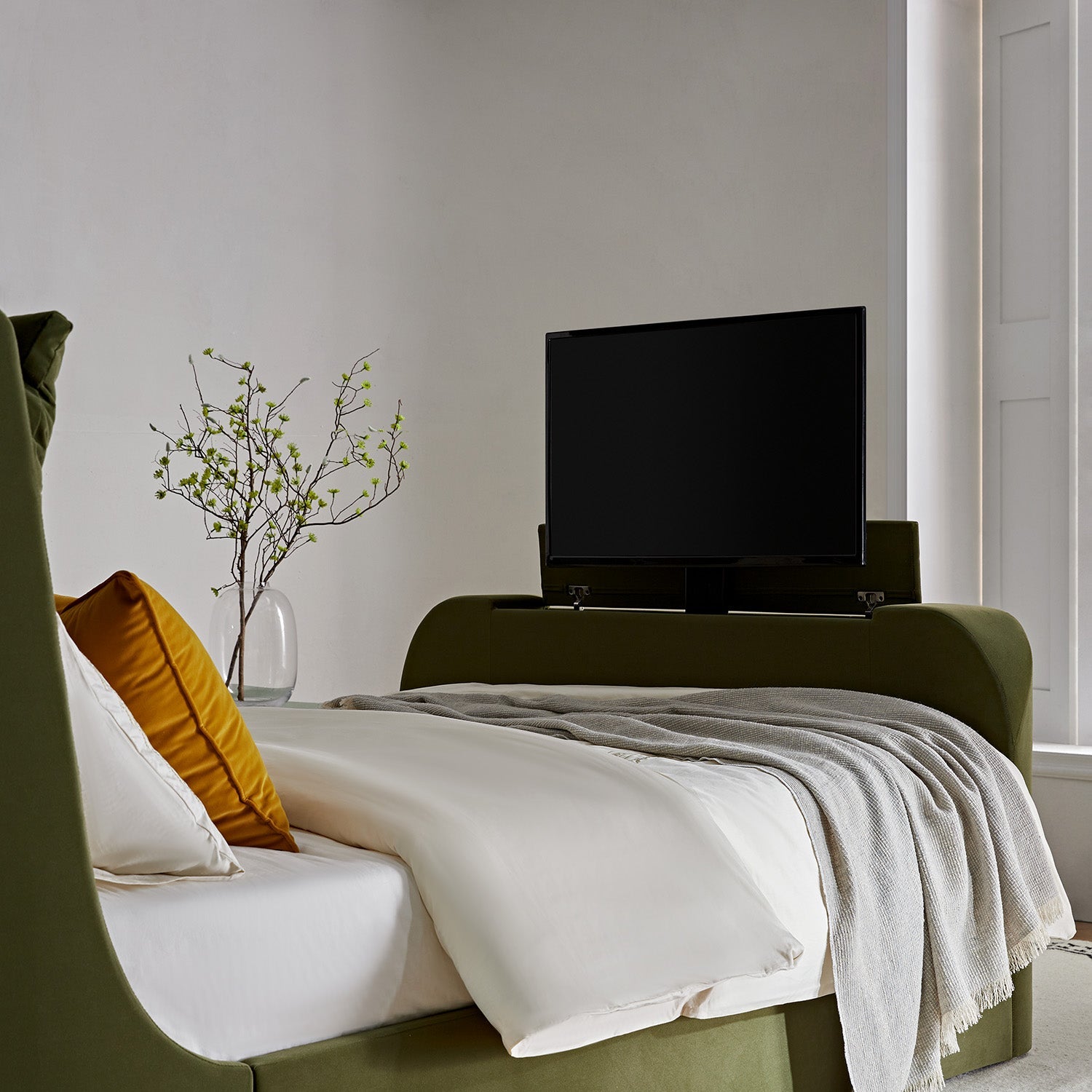 Hadley Moss Green Velvet Ottoman TV Bed