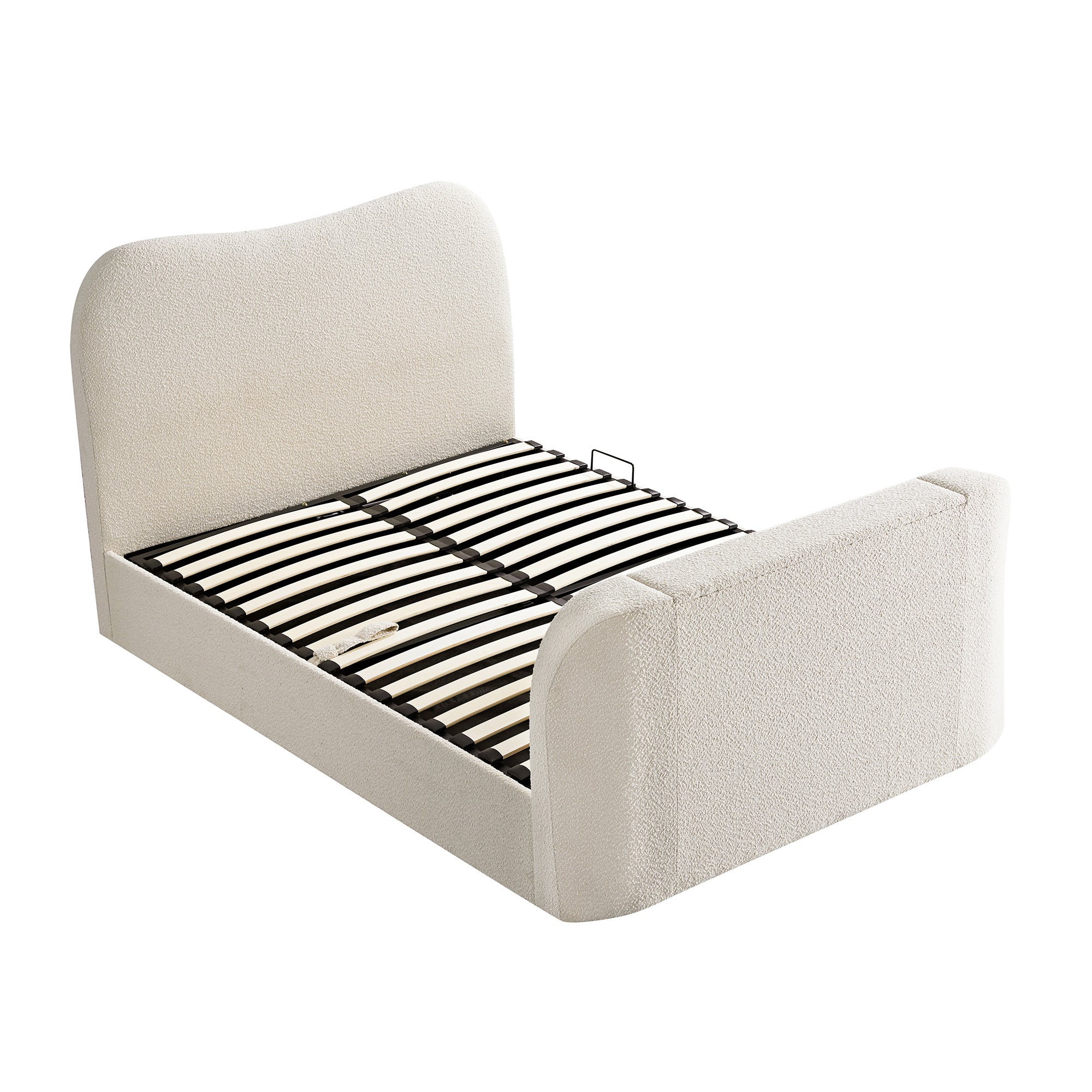 Egerie Curved Headboard Beige Boucle Ottoman TV Bed