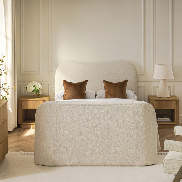 Egerie Curved Headboard Beige Boucle Ottoman TV Bed