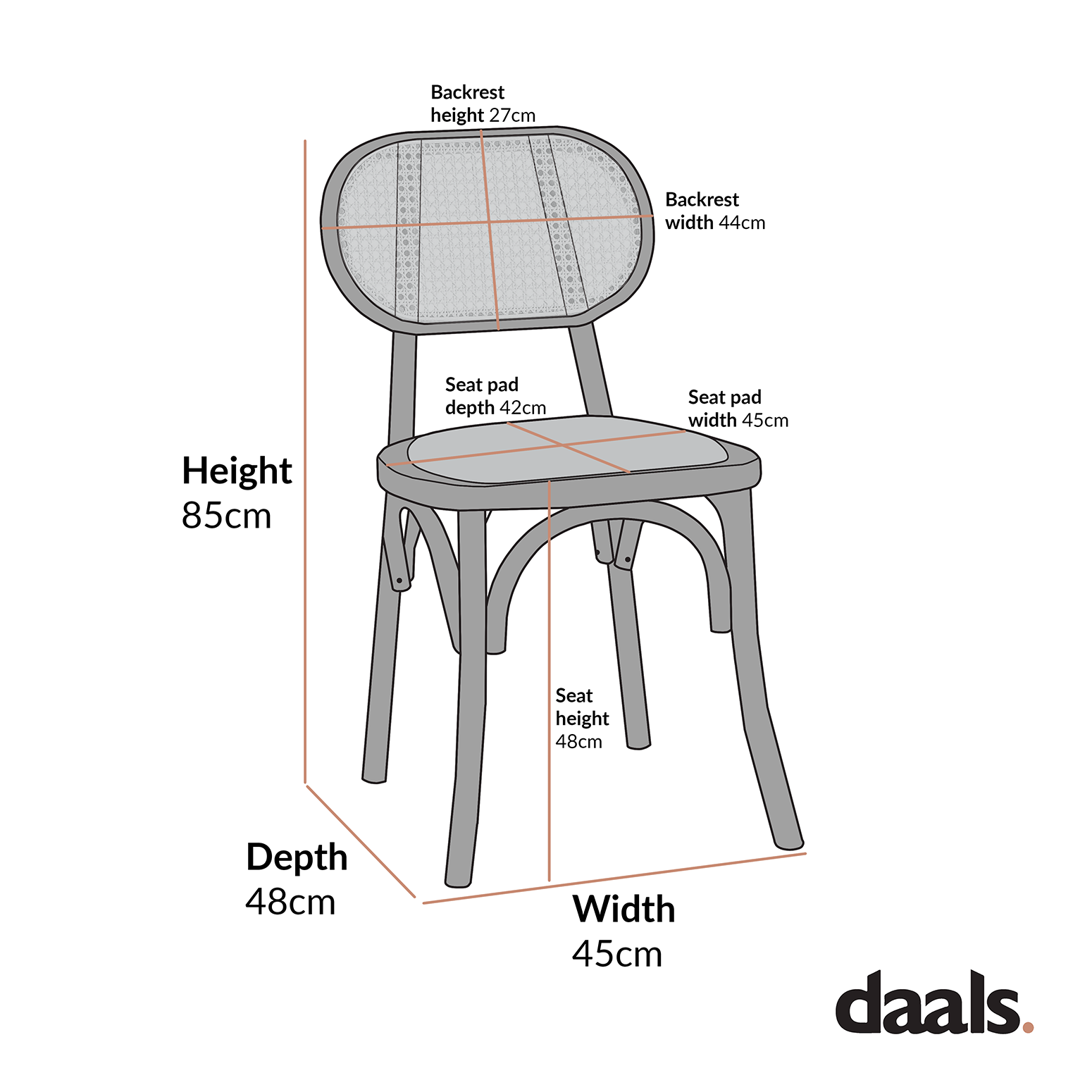 Anya Set of 2 Cane Rattan and Upholstered Dining Chairs, Natural Colour