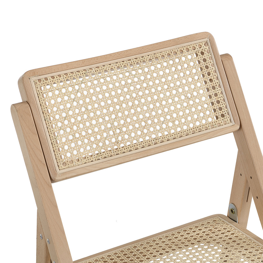 Frances Set of 2 Folding Cane Rattan Chairs, Natural Colour