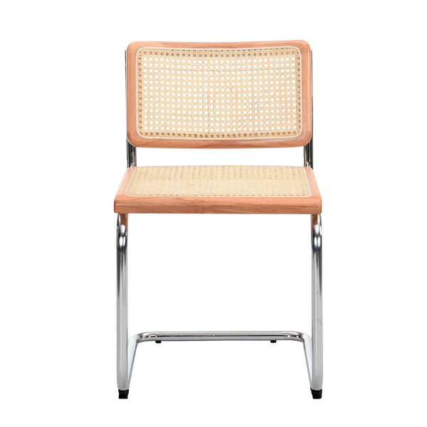 Cosenza Pair of 2 Dining Chairs, Cane & Chrome (Natural)