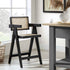 Jeanne Black Colour Cane Rattan Solid Beech Wood Counter Stool