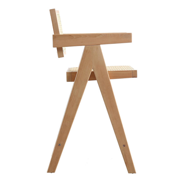 Jeanne Natural Colour Cane Rattan Solid Beech Wood Counter Stool