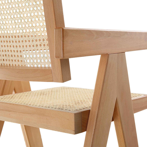 Jeanne Natural Colour Cane Rattan Solid Beech Wood Counter Stool